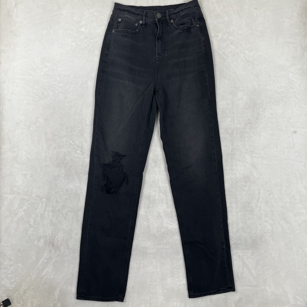 American Eagle Highest Rise 90s Boyfriend Jeans Womens 2 X-Long Black Distressed